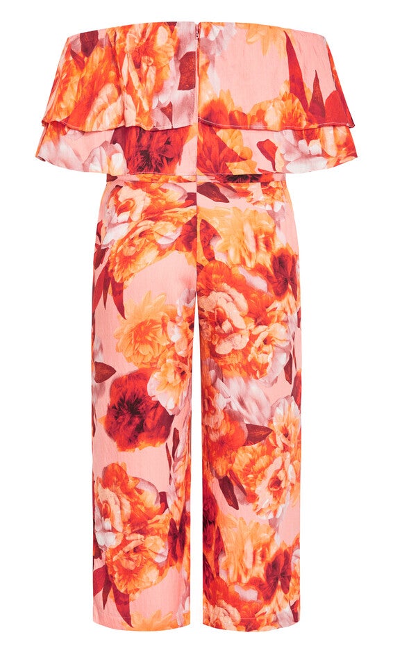 Poppie Print Jumpsuit - peach, BLACK, alternate image number null