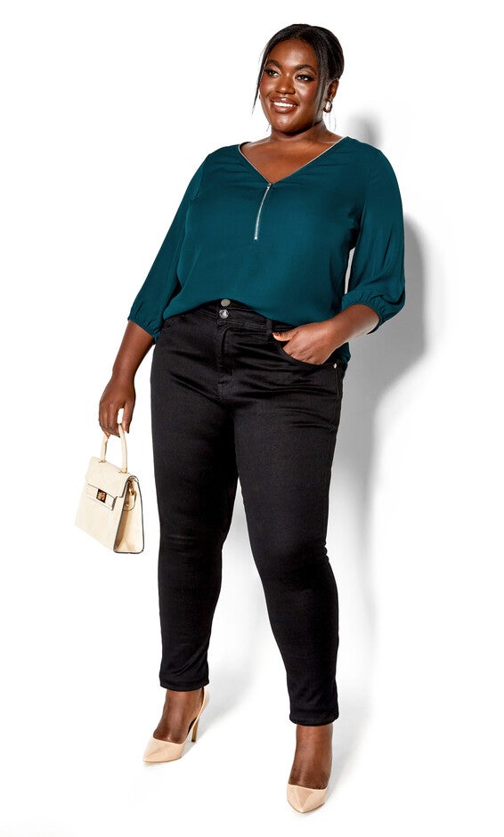 Sexy Fling Elbow Sleeve Top - jade, GREEN, alternate image number null