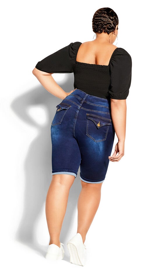 Killer Pins Double Button Cuff Short - dark denim, BLUE, alternate image number 3