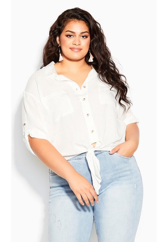 Tropical Tie Top - ivory, WHITE, hi-res image number 0