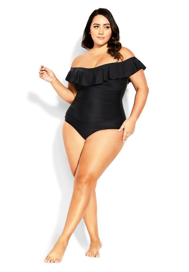 Ingrid Ruffle 1 Piece - black, BLACK, alternate image number null