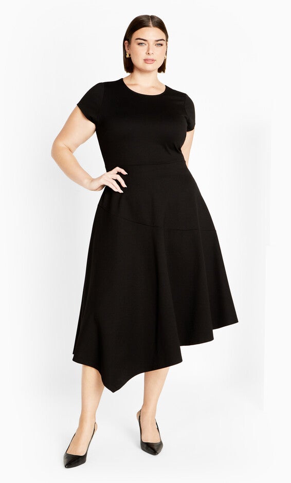 Ponte Flare Dress - black, BLACK, hi-res image number null