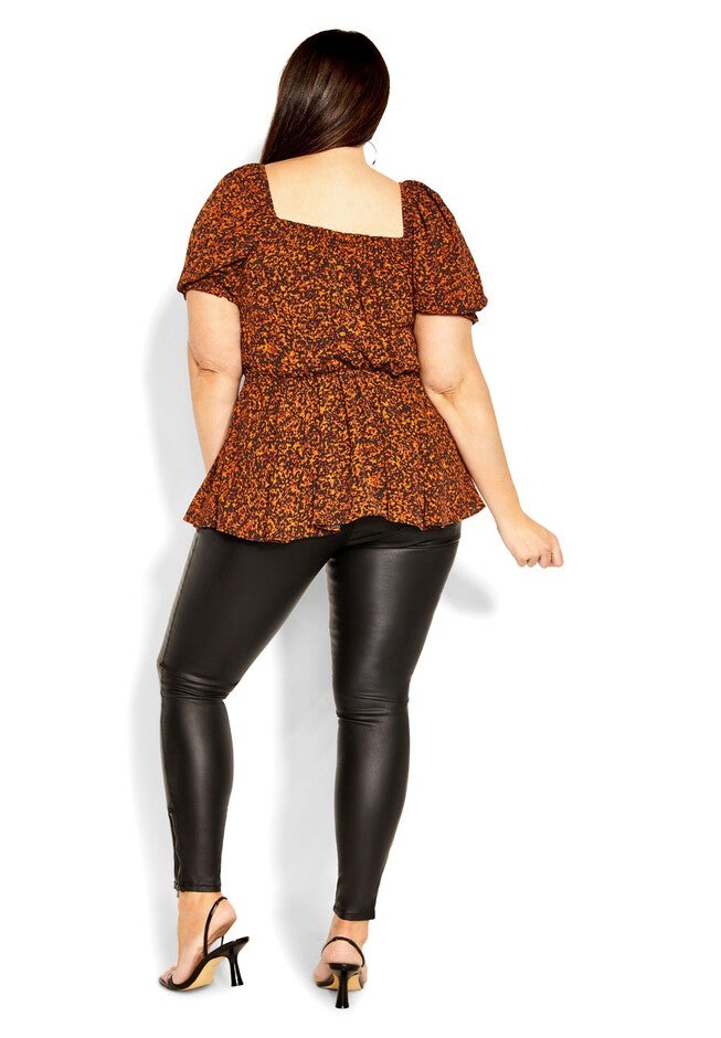 Quirky Print Top - tangerine, ORANGE, alternate image number null