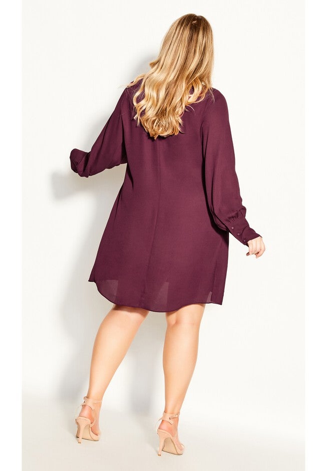 Neck Tie Tunic - plum, RED, alternate image number 3