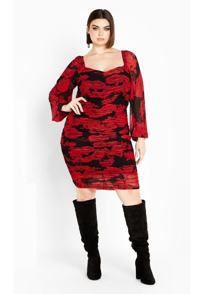 Alia Print Dress - black, ROSE PRINT, on-hover image number null