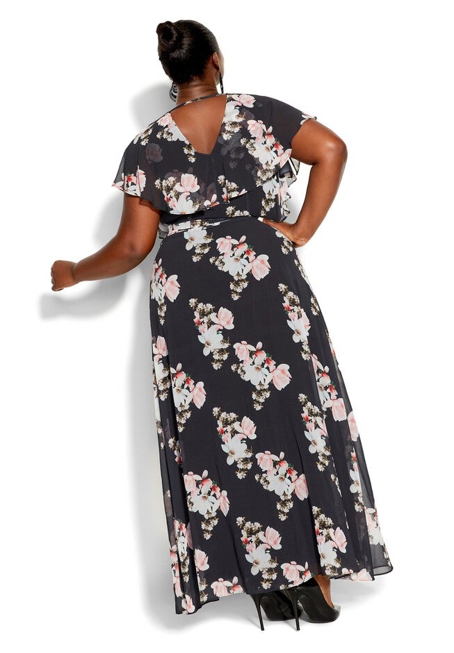 Sacred Lotus Maxi Dress - black, BLACK, alternate image number null
