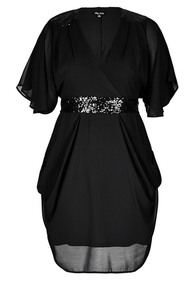 Sequin Wrap Dress - black, BLACK, alternate image number null