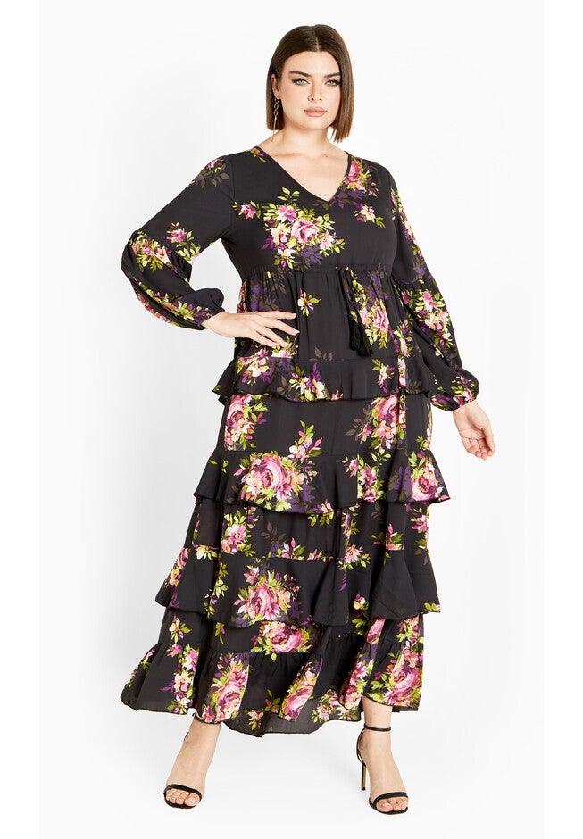 Violet Print Maxi Dress, VIOLET BLOOM, on-hover image number 1