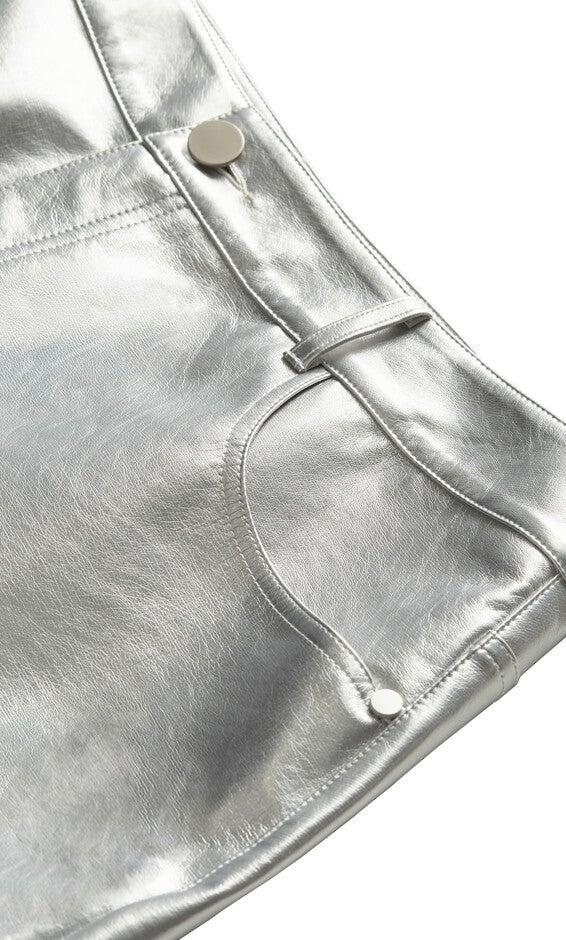 Kendall Faux Leather Skirt - silver, GREY, alternate image number null