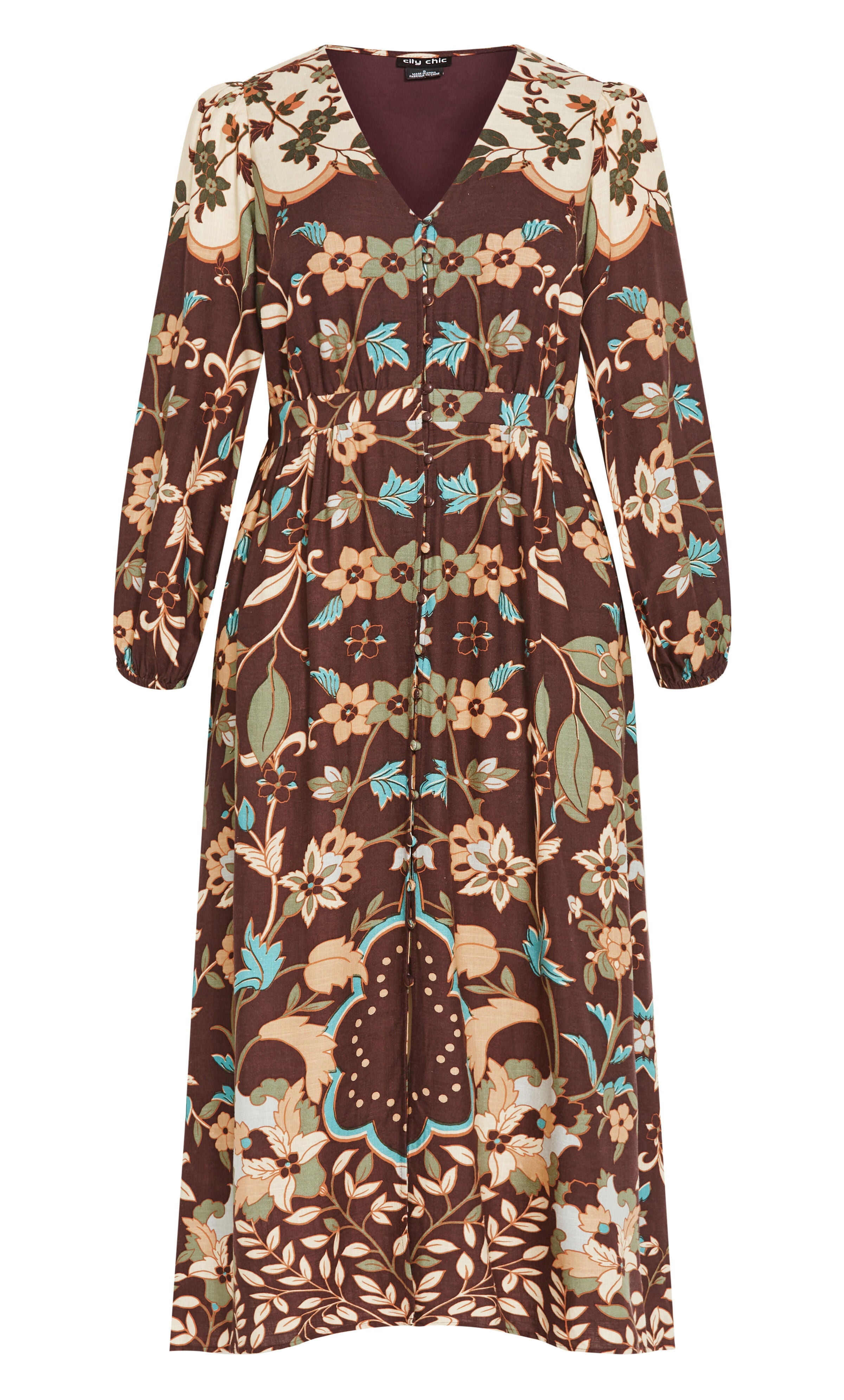 Florence Placement Maxi Dress - mocha, MOCHA, alternate image number 3