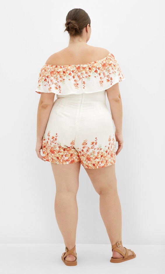 Poppy Print Playsuit - ivory, ORANGE, alternate image number null