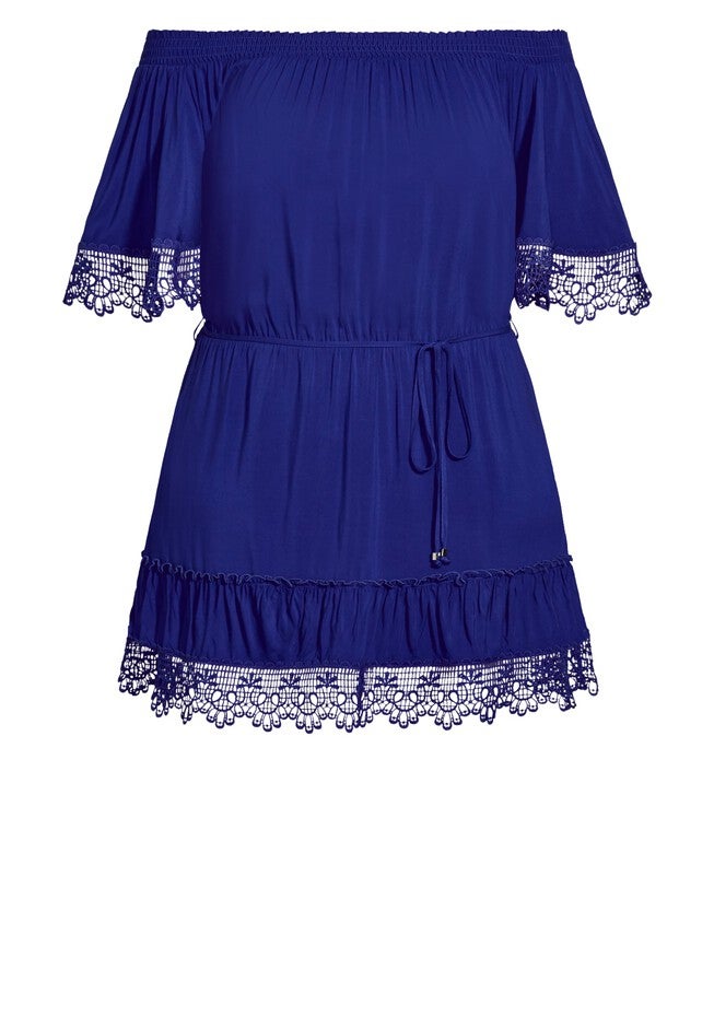 Crochet Detail Dress - electric blue, BLUE, alternate image number null