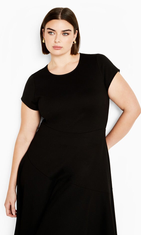 Ponte Flare Dress - black, BLACK, alternate image number null