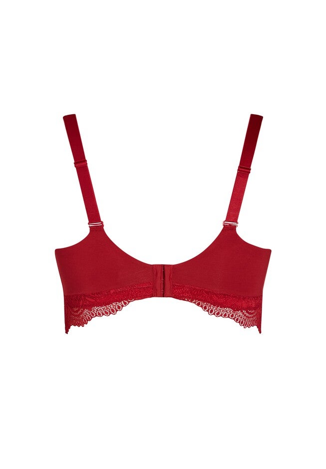 Wire Free Cotton Contour Bra - crimson, RED, alternate image number 2