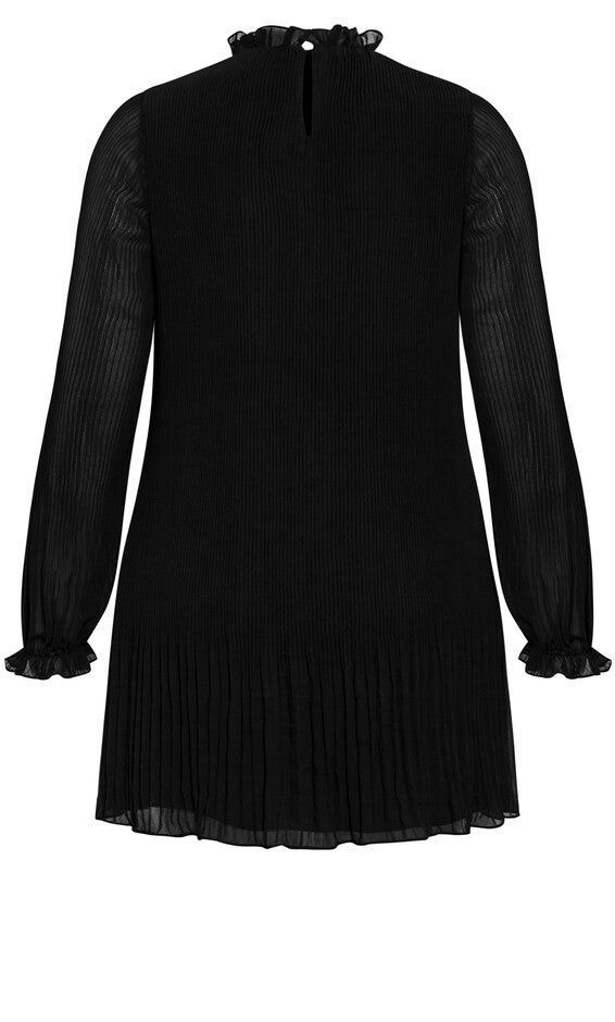 Pleat Ruffle Dress - black, BLACK, alternate image number null