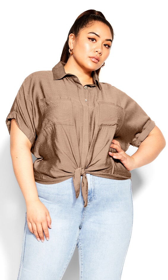 Relaxed Summer Shirt - mocha, BROWN, hi-res image number 0