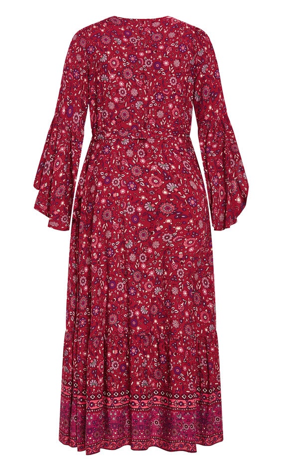 Belle Wrap Maxi Dress - crimson, RED, alternate image number null