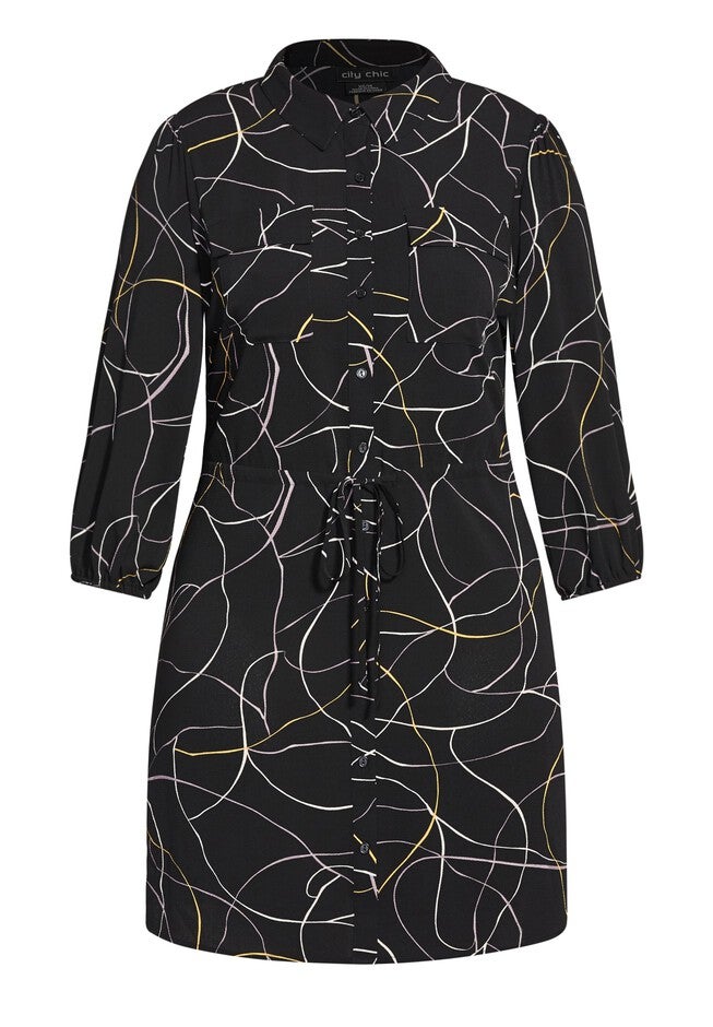 Relaxed Tie Dress - black, BLACK, alternate image number null