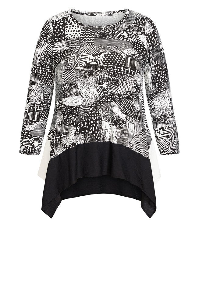 Florence Print Top, PATCH PRINT BLACK, alternate image number null