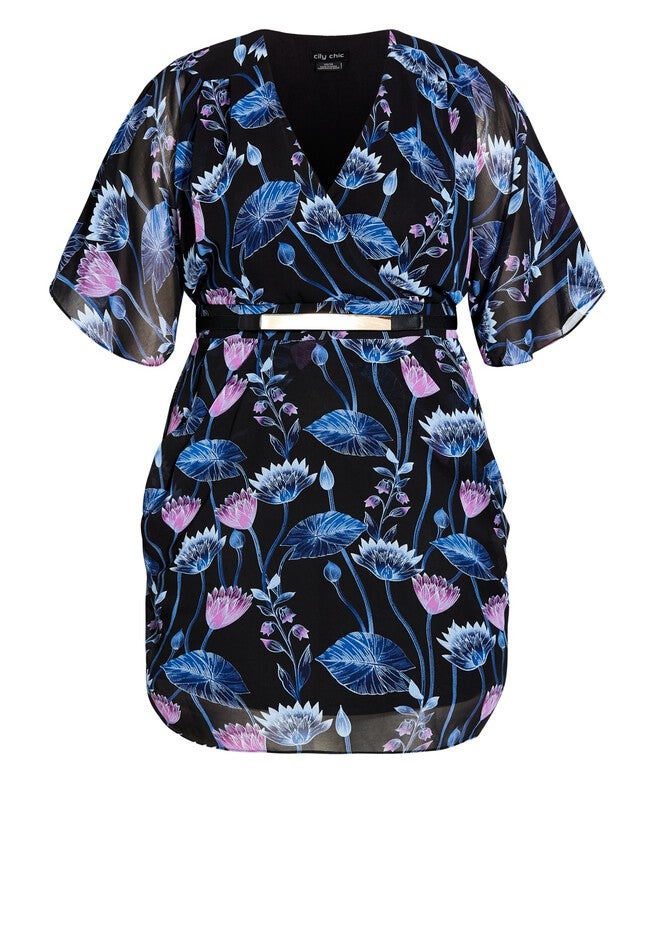 Wrap Vine Dress - black, BLACK, alternate image number null