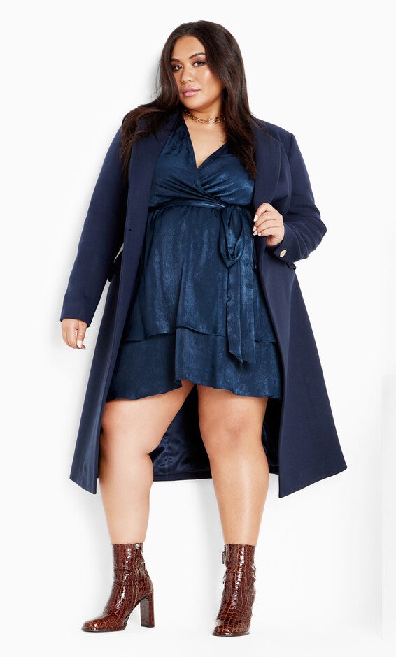Twisted Ruffle Dress - navy, BLUE, alternate image number null