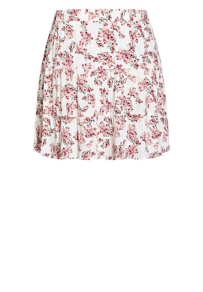 Sorrento Floral Skirt - rhubarb, WHITE, alternate image number null