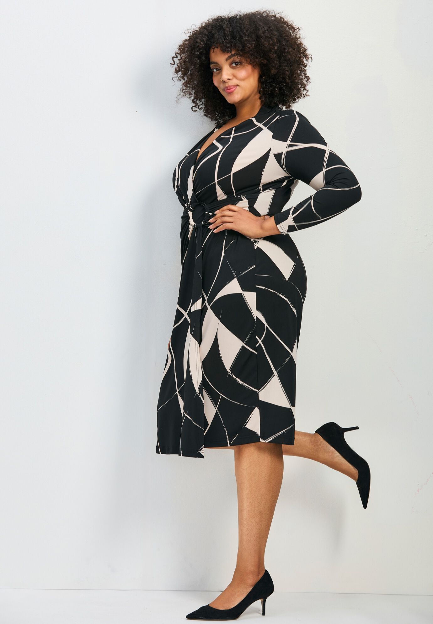 Darlene Jersey Wrap Dress, MONO GRAPHIC, alternate image number 1