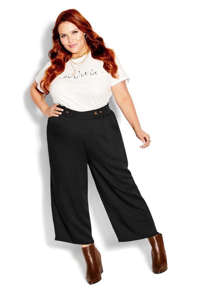 Button Crop Pant - black, BLACK, hi-res image number 0