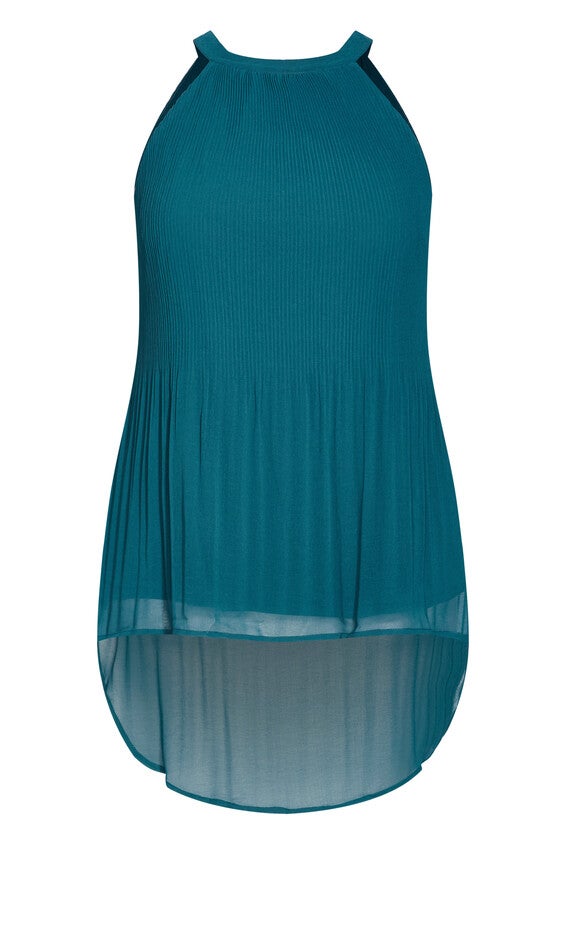 Halter Pleat Top - teal, GREEN, alternate image number 6