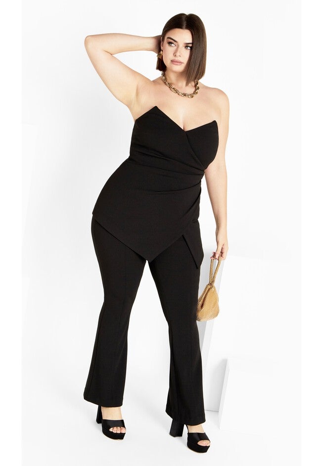 Amaya Fitted Deep V Jumpsuit - black, BLACK, alternate image number 2
