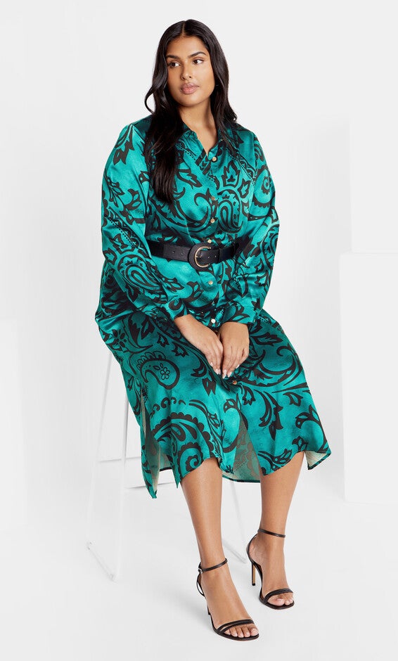 Sienna Print Dress - peacock, GREEN, alternate image number 2