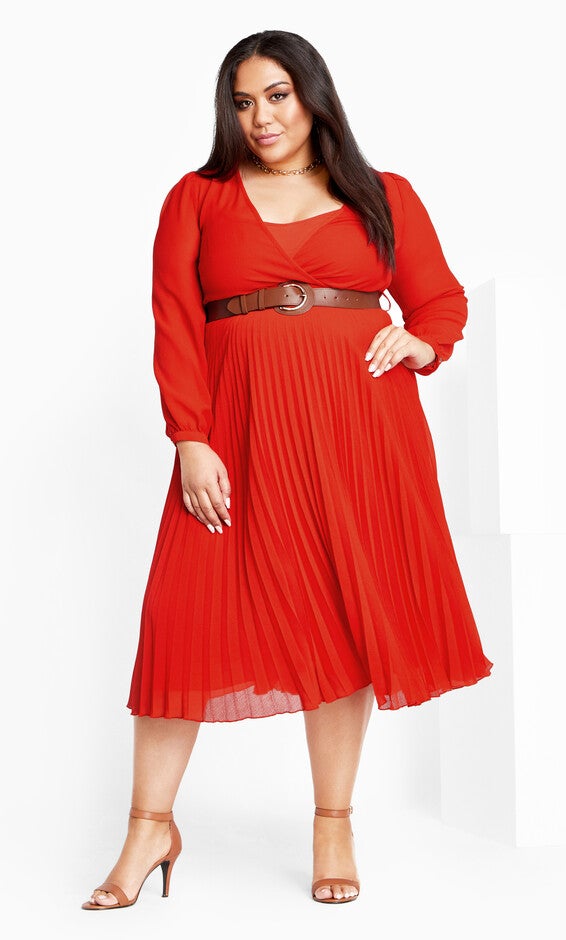 Precious Pleat Dress - tigerlily, ORANGE, alternate image number null
