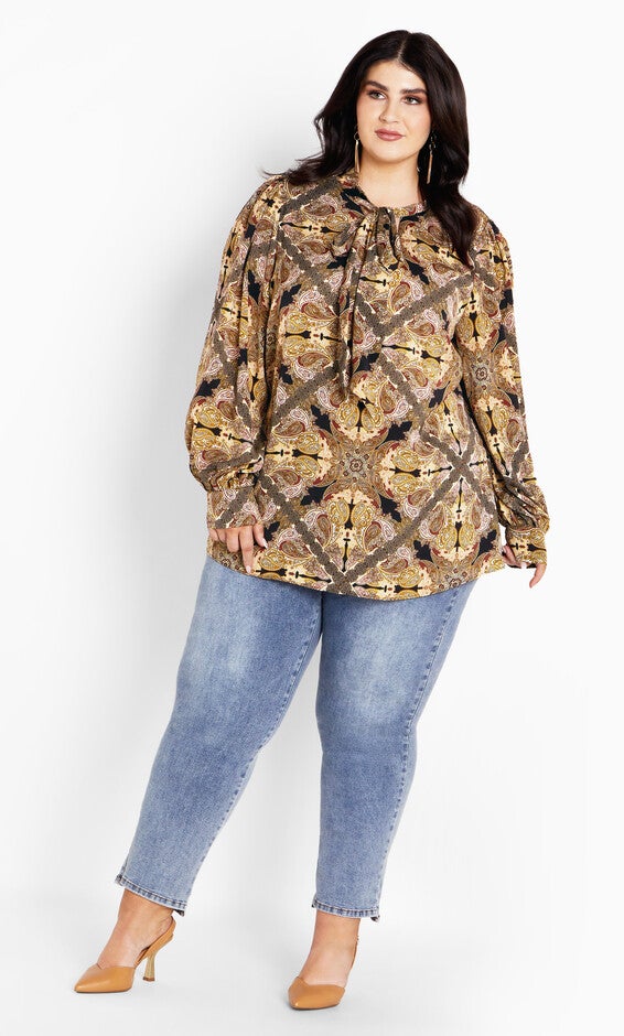 Lucille Print Shirt - paisley mirage, BROWN, alternate image number null