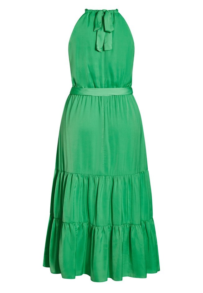 Tiered Halter Maxi Dress - lime, GREEN, alternate image number 2