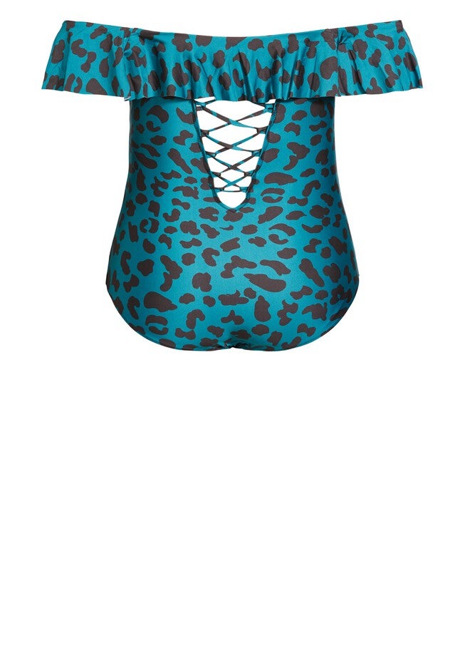 Ingrid Ruffle Print 1 Piece - jade, GREEN, alternate image number null