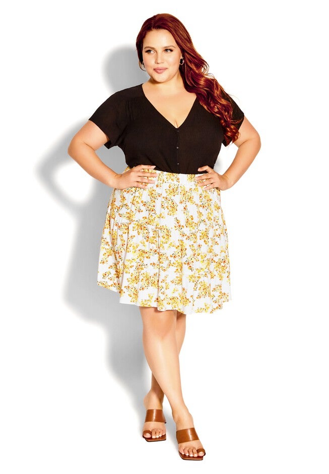 Sorrento Floral Skirt - black, WHITE, hi-res image number null