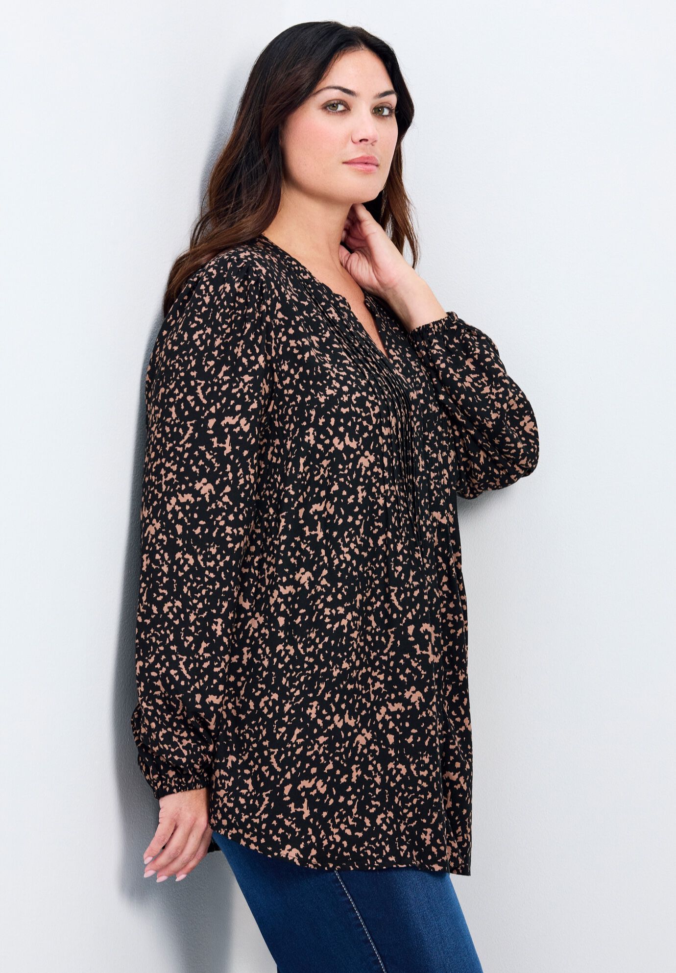 Olivia Pintuck Shirt, PEBBLE, alternate image number 2