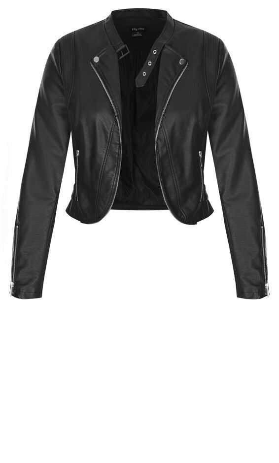 Cropped Biker Jacket - black, BLACK, alternate image number null