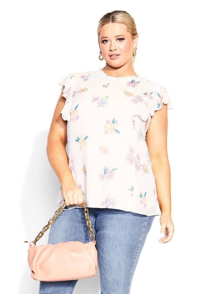 Bella Print Top - ivory, WHITE, hi-res image number null