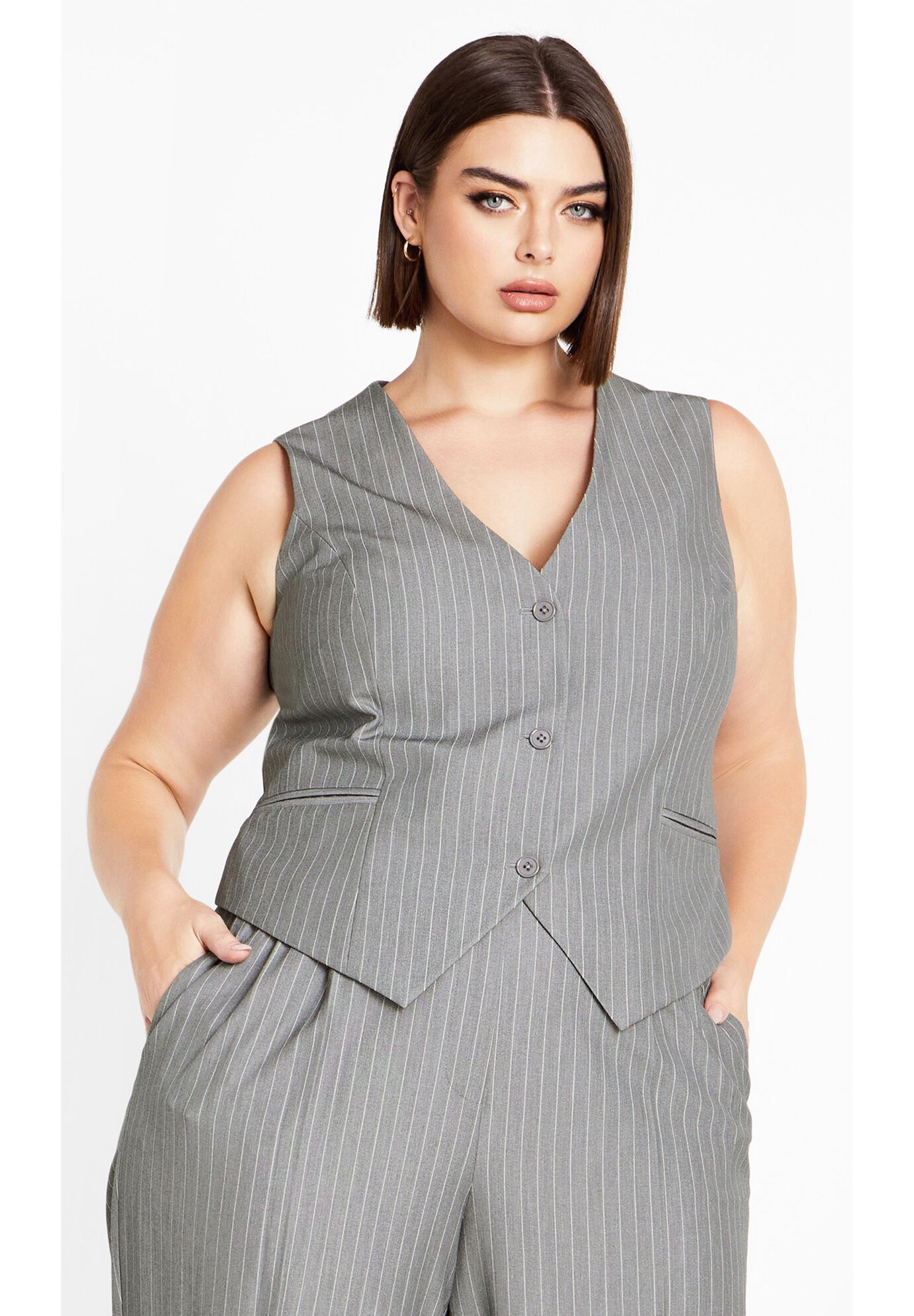 Jazmin Pinstripe Vest silver Avenue