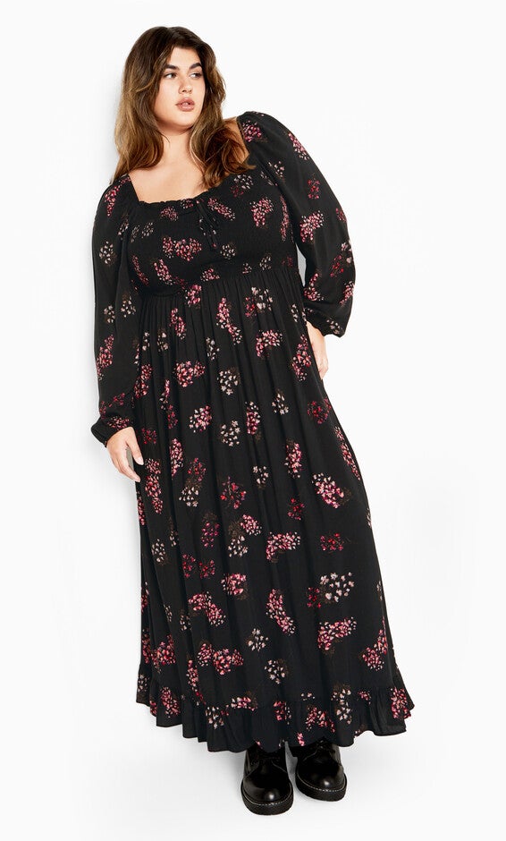 Cassie Floral Maxi Dress - black, CASSIE, alternate image number 1