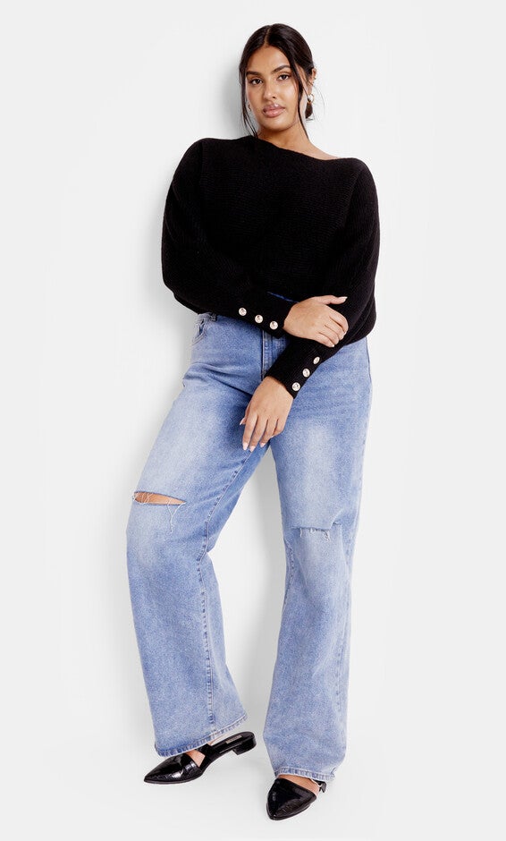 Eleni Slouch Sweater - black, BLACK, alternate image number null