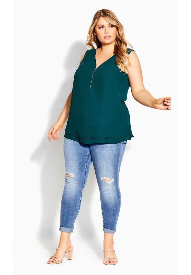 Sexy Zip Top - jade, GREEN, on-hover image number 1