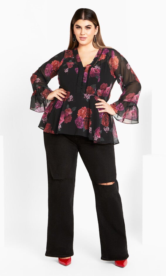 Chaya Print Top - black, BLACK, hi-res image number null