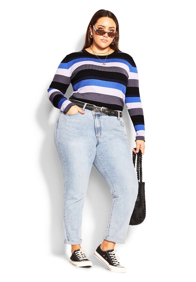 70s Stripe Sweater - blue, BLUE, on-hover image number null