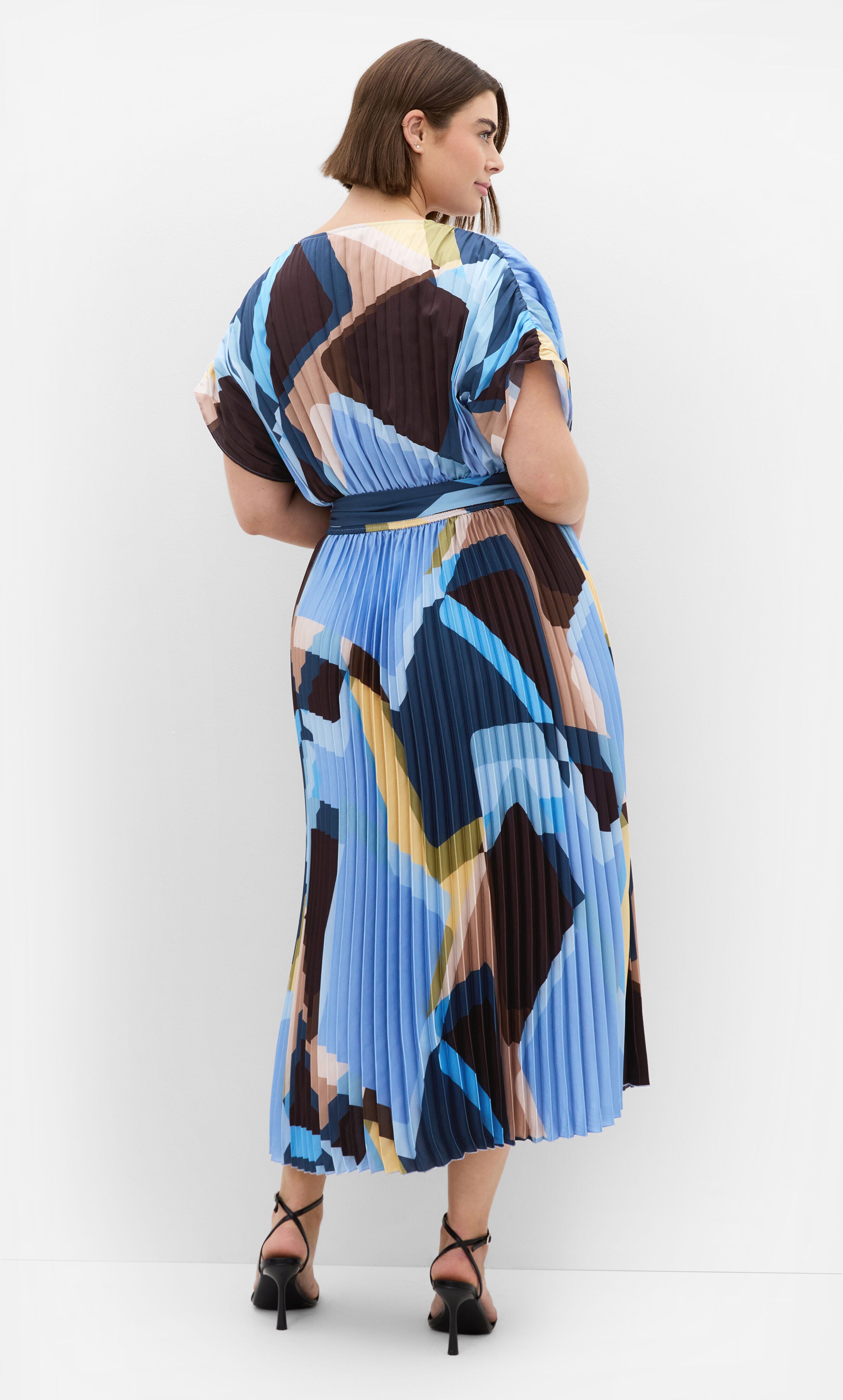 Hailey Geo Abstract Print Pleat Dress, BLUE, on-hover image number 1
