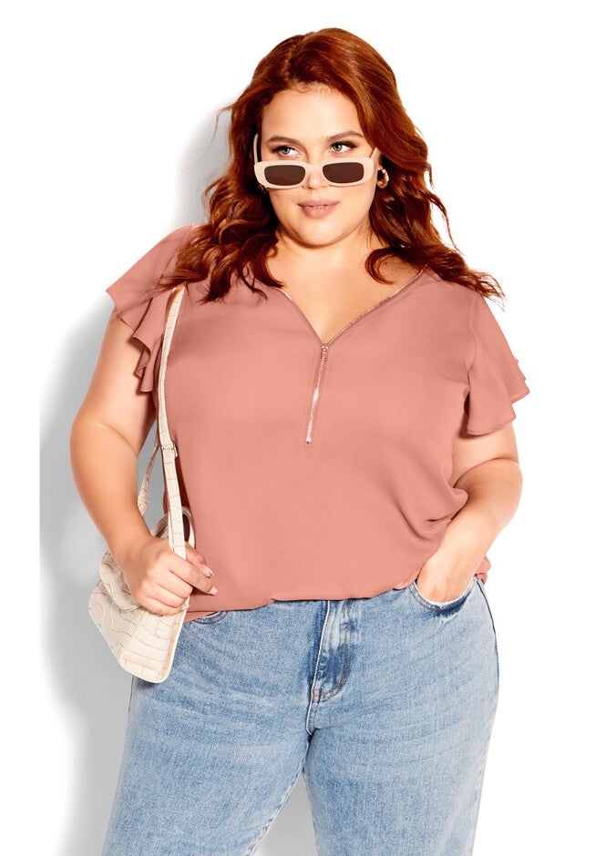 Zip Fling Top - guava, PINK, hi-res image number null