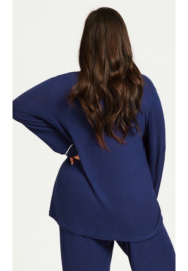 Hacci Button Plain Top, NAVY, on-hover image number null
