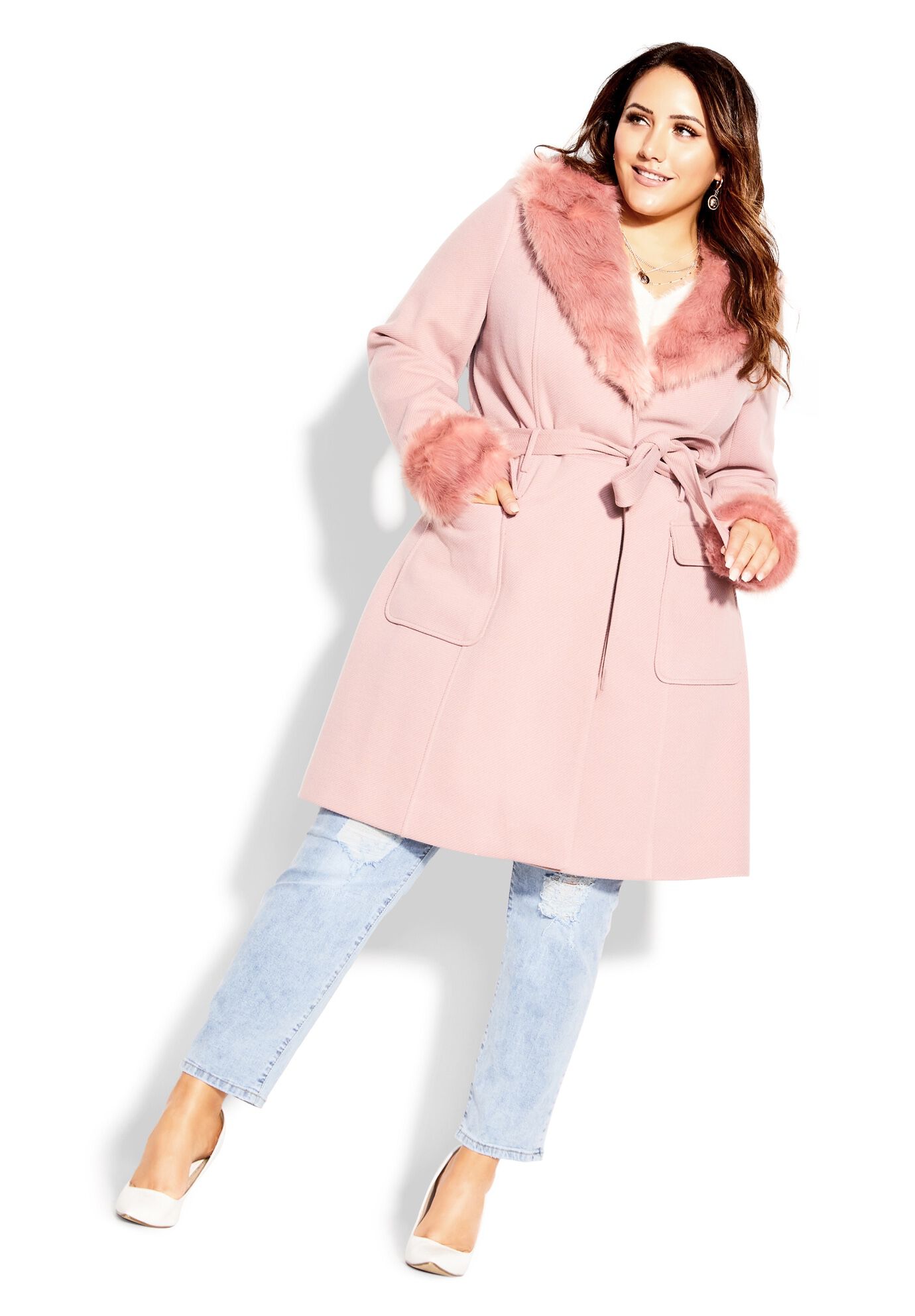 Blush pink long coat online