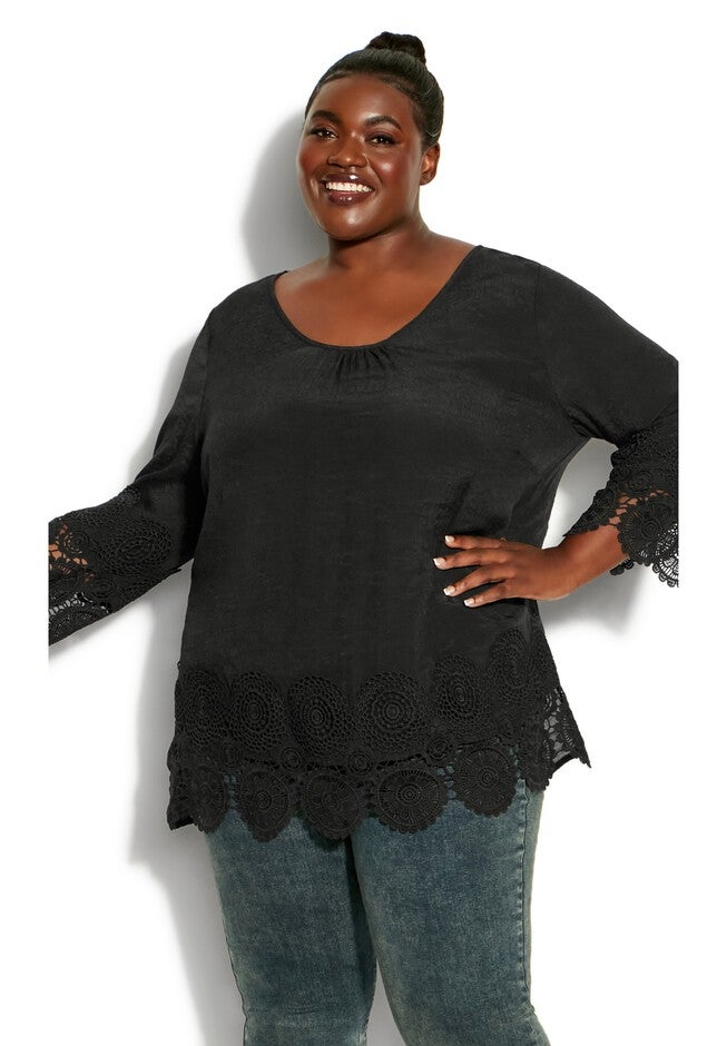 Sylvie Crochet Top, BLACK, alternate image number null